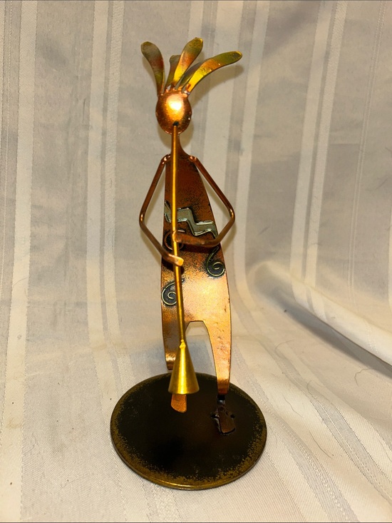Source Unknown Other - Tabletop Kokopelli Musician Sculpture in Copper and Gold (LC)